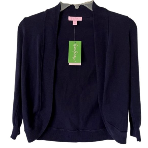 Lilly Pulitzer 100% Cotton Mini Amalie Cardigan Sweater True Navy - M - Picture 1 of 6